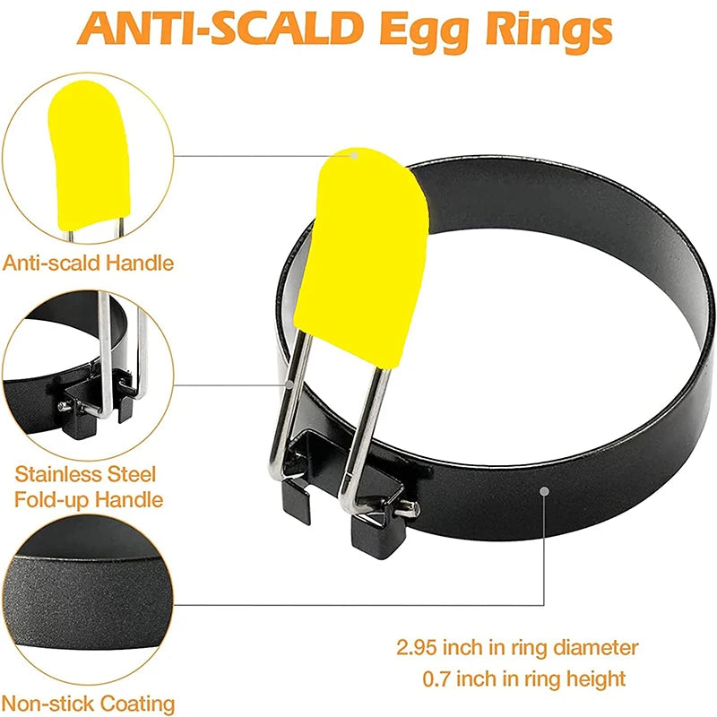 4-Pack Stainless Steel Egg Rings – Round Fried Egg Molds Egg Cooking Rings PRIMED