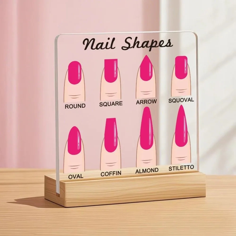 Acrylic Nail Shape Display Board – 6 Shapes Transparent Stand
