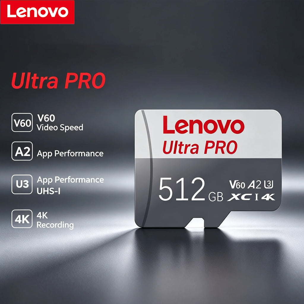 Lenovo Micro SD Card 128GB 256GB 512GB Class 10 U3 V60 A2 Flash Memory Card PRIMED