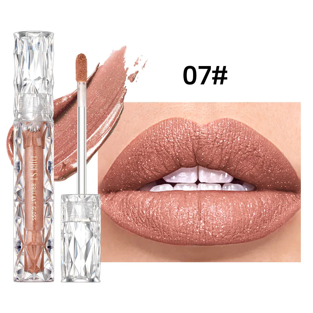 QiBest Diamond Shimmer Lip Gloss – 10 Colors, Waterproof