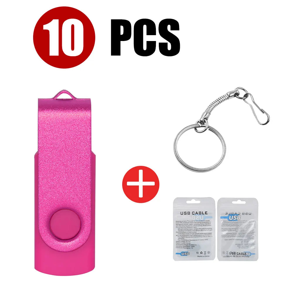 10-Pack Colorful USB Flash Drives 1GB–64GB | Custom Logo USB Flash Drive PRIMED 4GB Pink USB 2.0