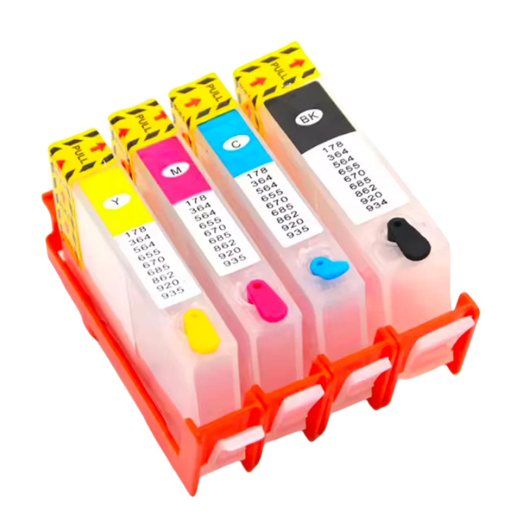HP 655 Empty Refillable Ink Cartridge for Deskjet 3525–6525 Refillable Ink Cartridge PRIMED