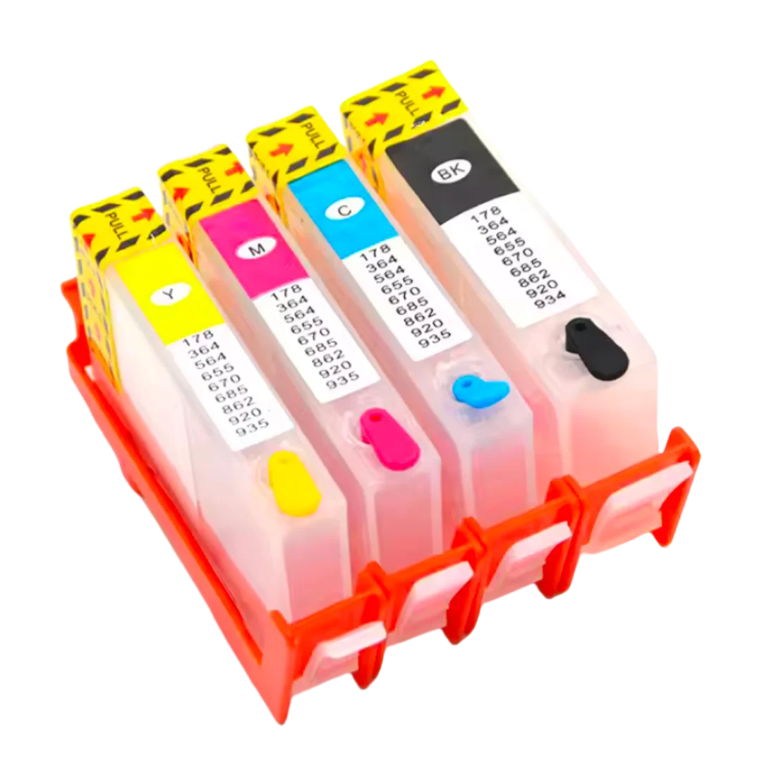 HP 364 364XL Refillable Empty Ink Cartridges – 4-Pack Refillable Ink Cartridge PRIMED