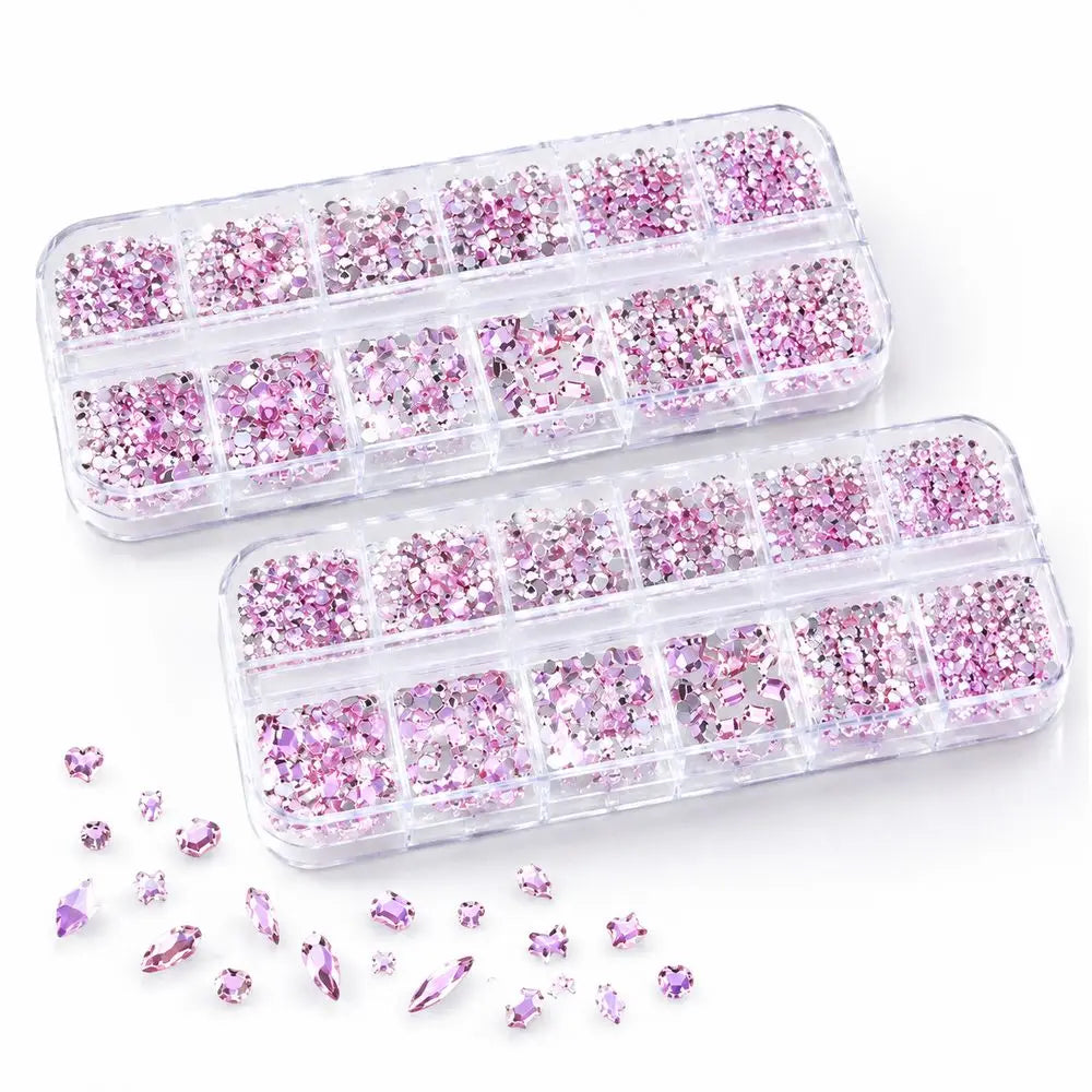 3D Acrylic Nail Rhinestones – Butterfly Teardrop Pink Purple Set Nail Art Rhinestones PRIMED