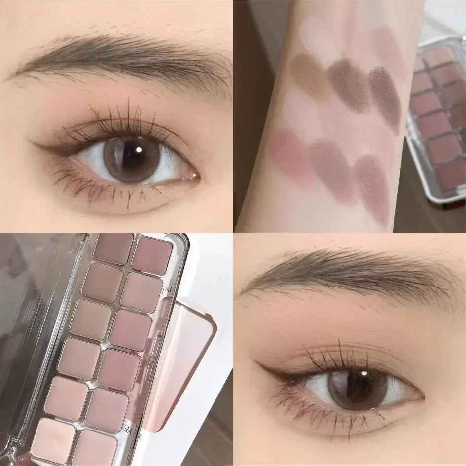 12-Color Matte Eyeshadow Palette | Korean Tea & Apricot Tones Eyeshadow Palette PRIMED