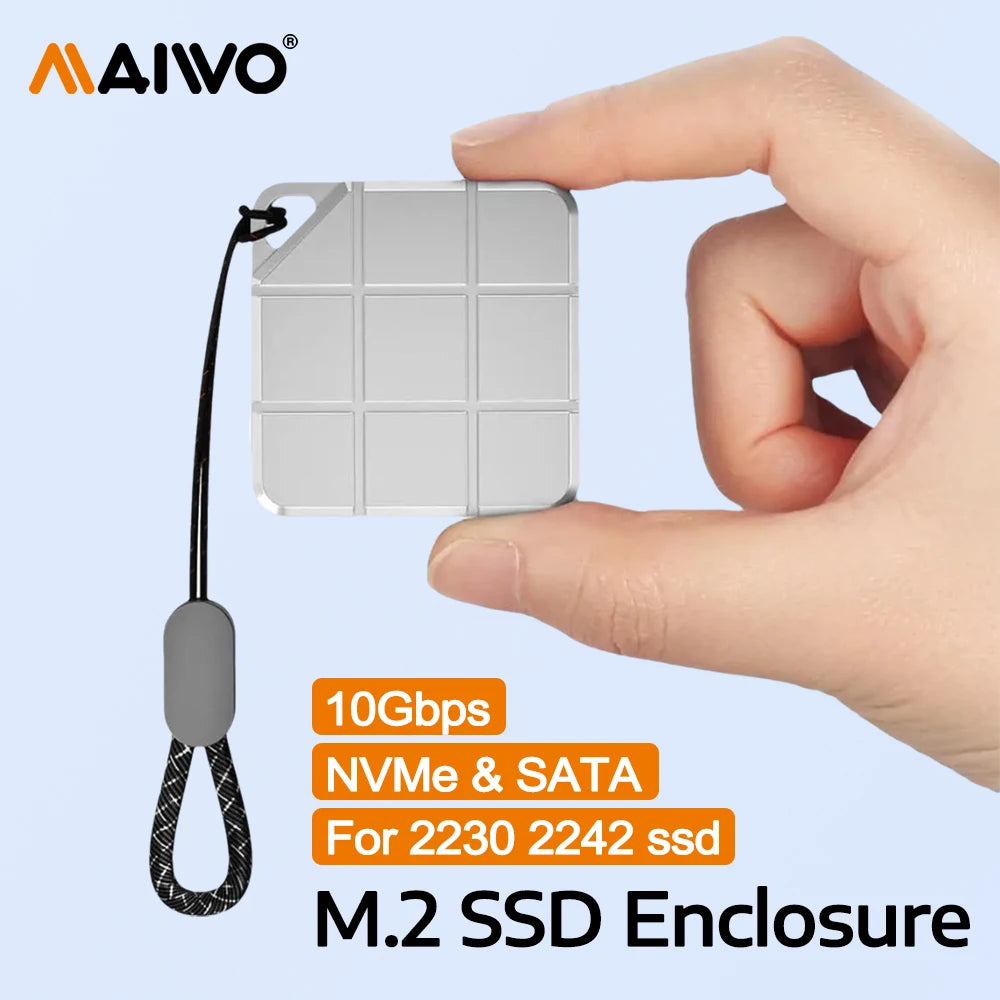 MAIWO M.2 2230/2242 NVMe SATA SSD Enclosure USB 3.2 Gen2 10Gbps SSD Enclosure PRIMED