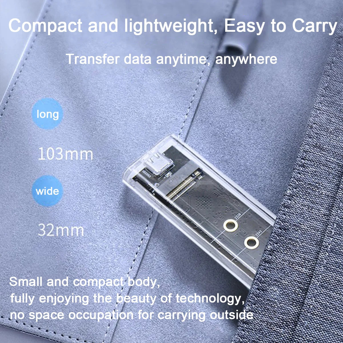 M.2 NVMe SSD Enclosure USB 3.1 Type-C | 2230–2280 Transparent SSD Enclosure PRIMED