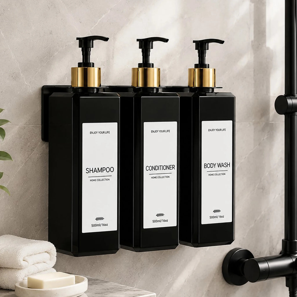 3-Pack 500ml Wall Mounted Shower Dispenser Set | Refillable Shower Dispenser Set PRIMED