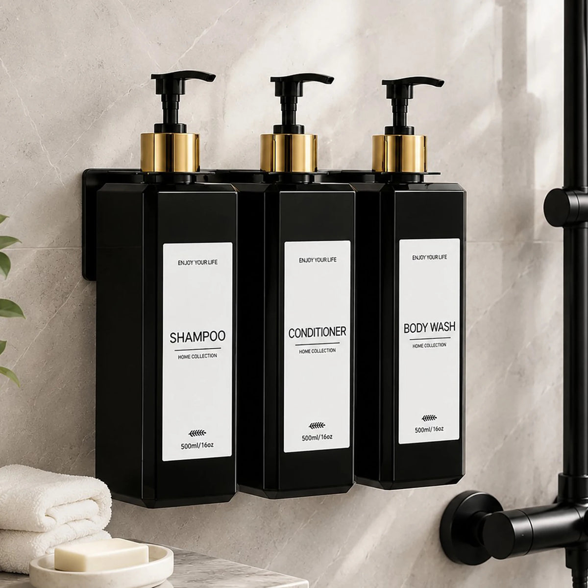 3-Pack 500ml Wall Mounted Shower Dispenser Set | Refillable Shower Dispenser Set PRIMED