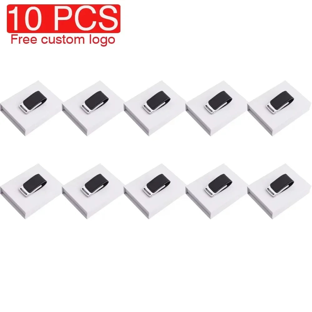 10-Pack Custom Logo Leather USB Flash Drives 16GB 64GB Gifts USB Flash Drive PRIMED 128GB USB AND BOX 1 CN