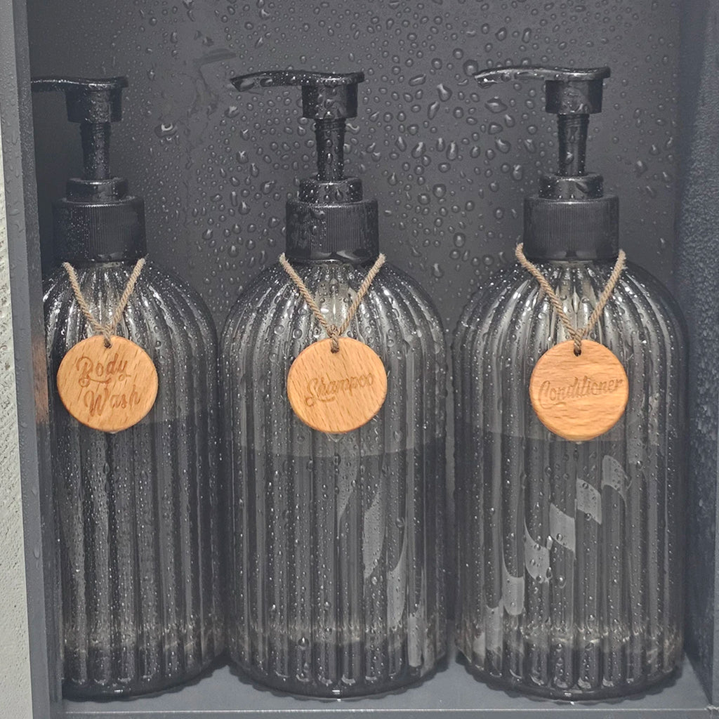 3-Pack Refillable Soap Pump Bottles 16.9oz – Bathroom Set Soap Pump Dispenser PRIMED