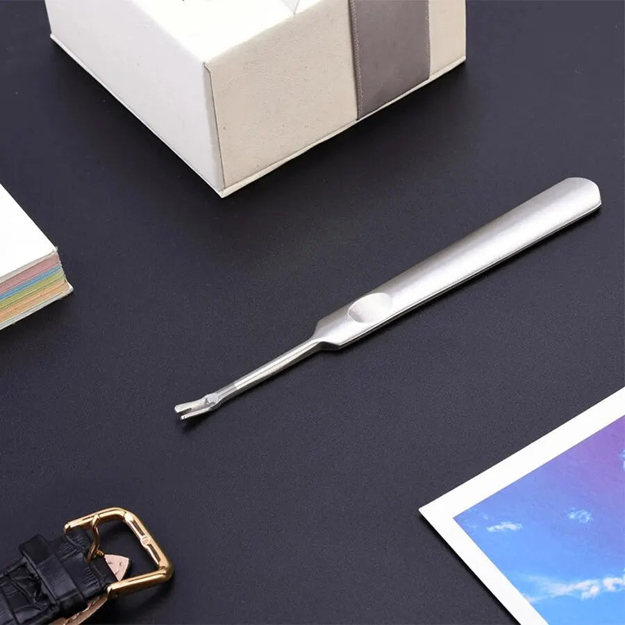 V-Shape Stainless Steel Cuticle Pusher & Nail Cleaner Tool