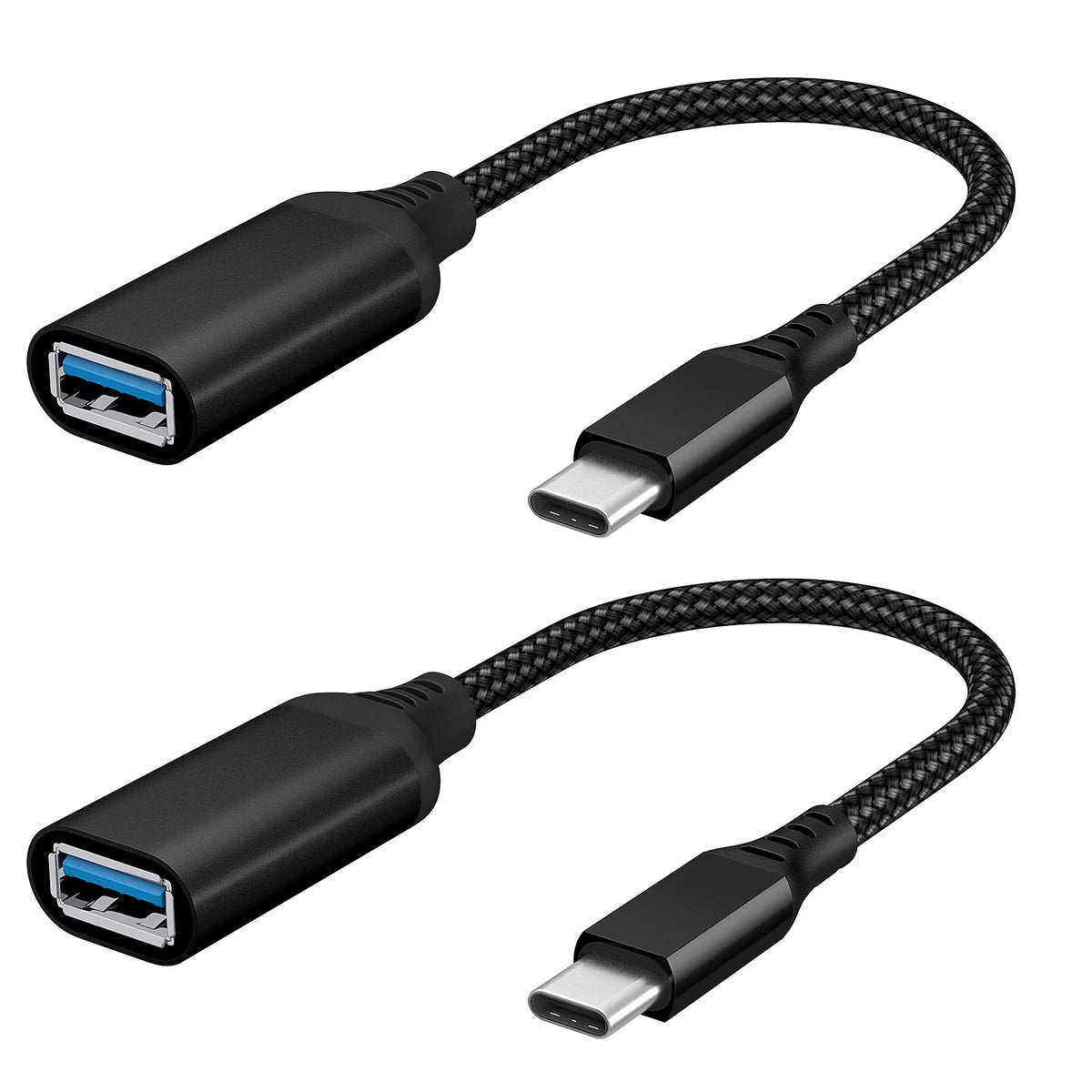 USB-C to USB 3.0 OTG Adapter Cable – Male to Female, 0.2m USB-C OTG Adapter PRIMED Black 2 Pack 20cm