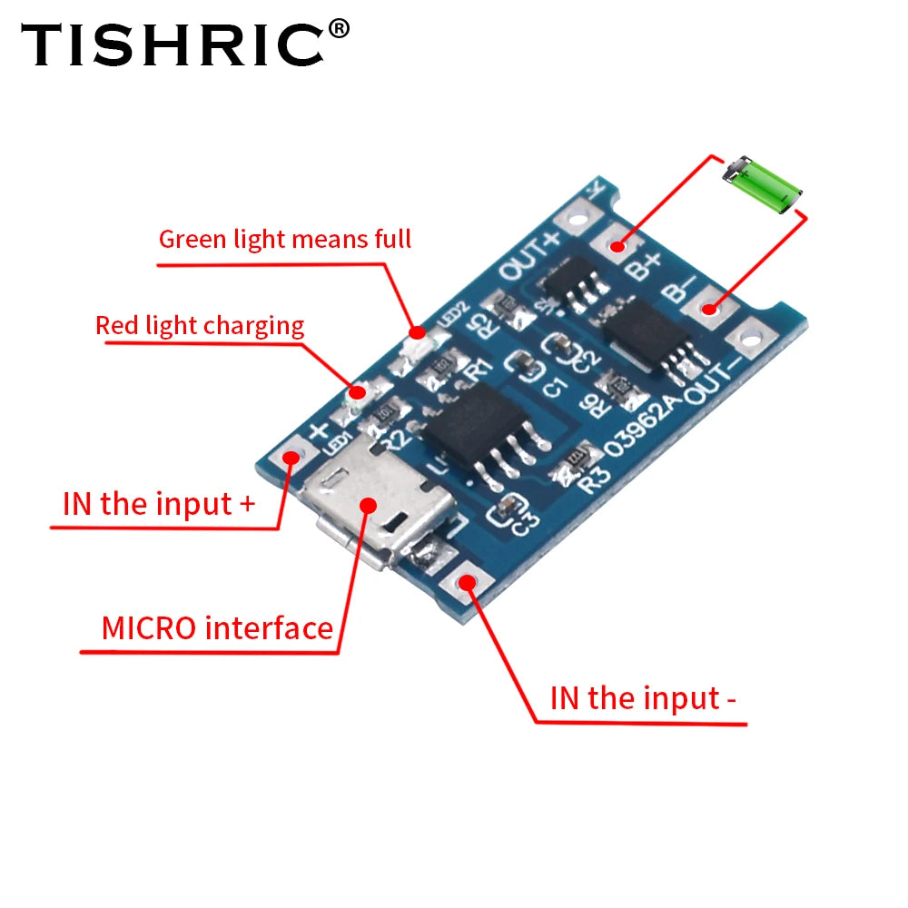 TP4056 18650 Lithium Battery Charger Module 5V 1A w/ Protection Battery Charger Module PRIMED