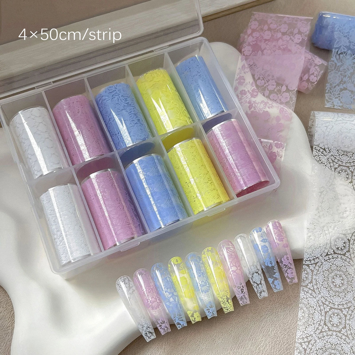 10-Roll Nail Art Transfer Foil – Floral Leopard Starry Sky