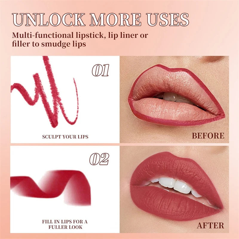 Tapered Matte Velvet Lip Liner Pencil – 6 Colors Long-Lasting Lip Liner Pencil PRIMED