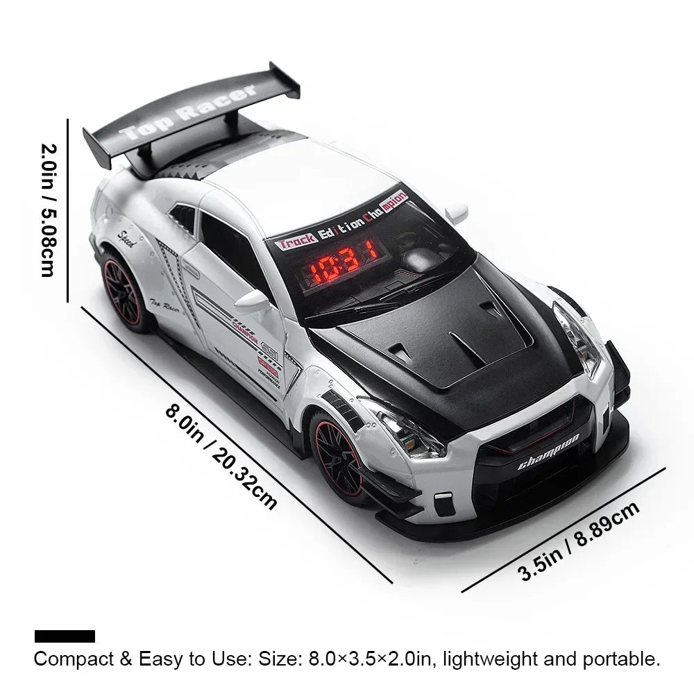 Sports Car Alarm Clock – Engine Sound, LED Lights & Mist Sprayer