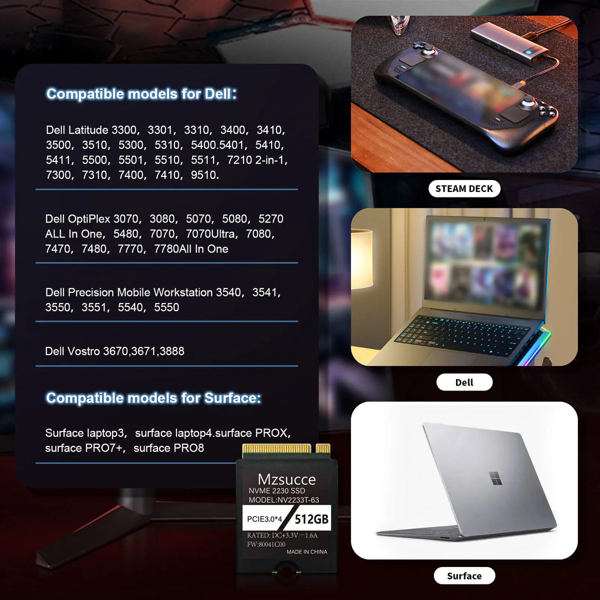 U.CHRD 2230 NVMe M.2 SSD 256GB 512GB 1TB – Steam Deck Upgrade