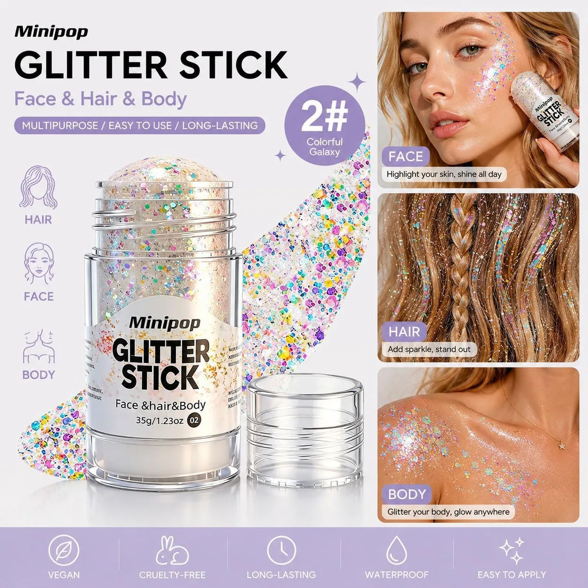 Star Sequin Glitter Stick – Face, Body & Hair Shimmer Makeup