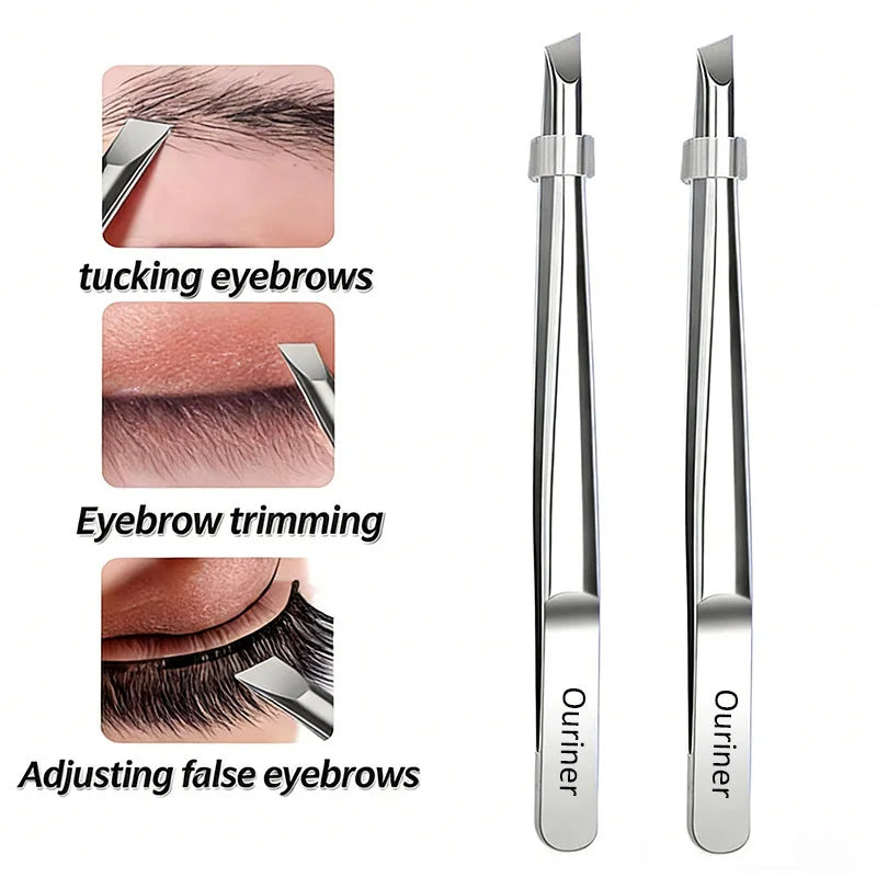 Stainless Steel Slant Tip Eyebrow Tweezers | Precision Beauty
