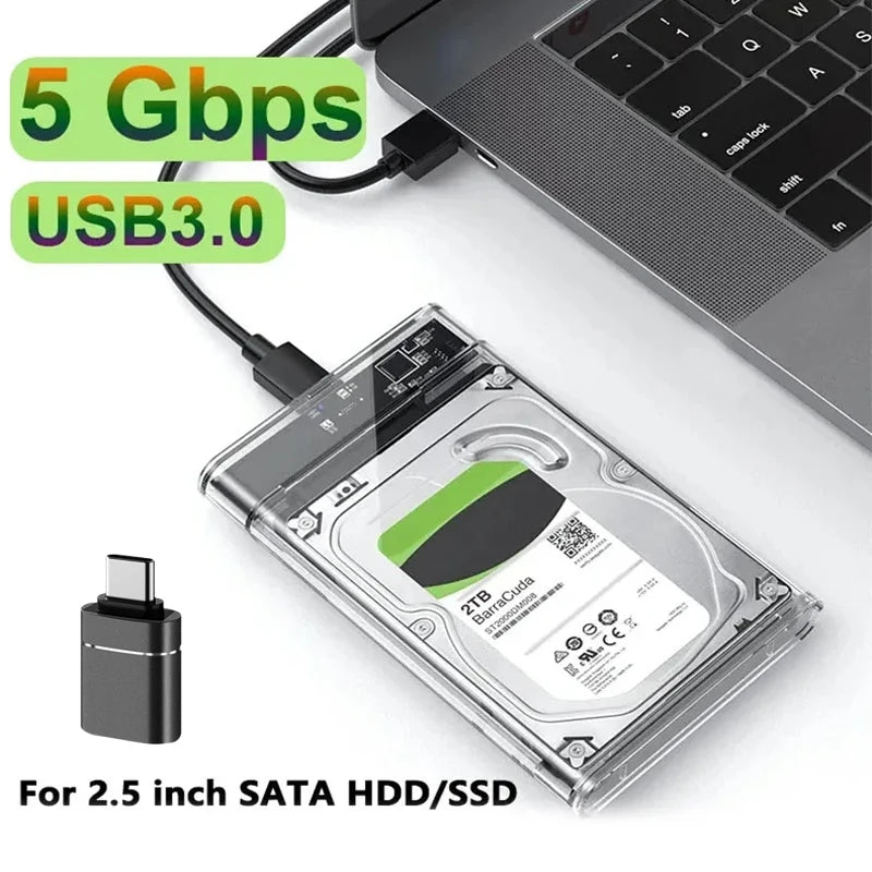 USB 3.0 2.5" SATA HDD SSD Enclosure | 5Gbps Transparent Case HDD Enclosure PRIMED