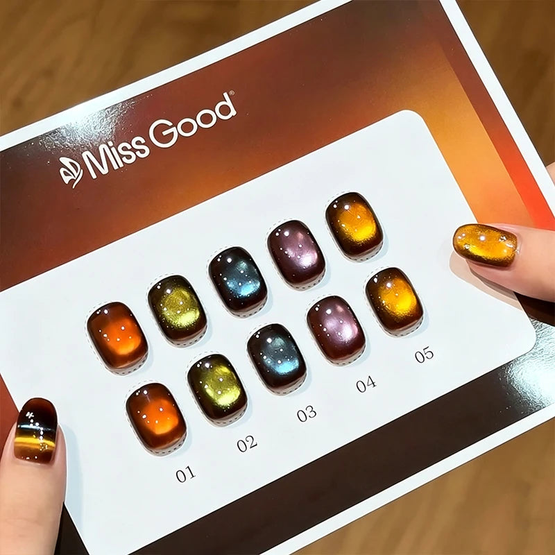 Cat Eye Gel Nail Polish Warm Brown Glass Bead Stripe UV LED