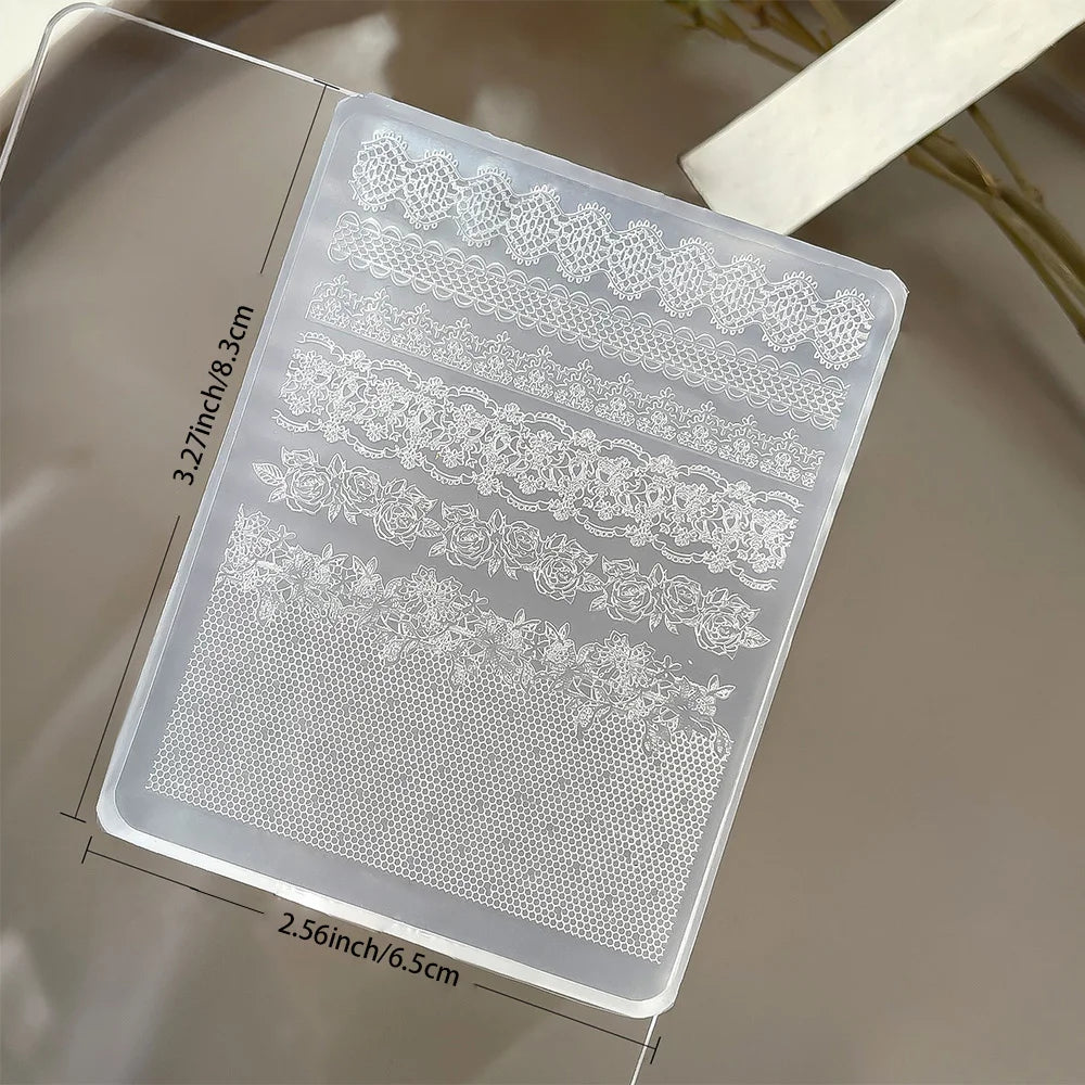Lace Nail Silicone Mold – Rose, Plaid & Snowflake Embossing Nail Art Mold PRIMED Mold
