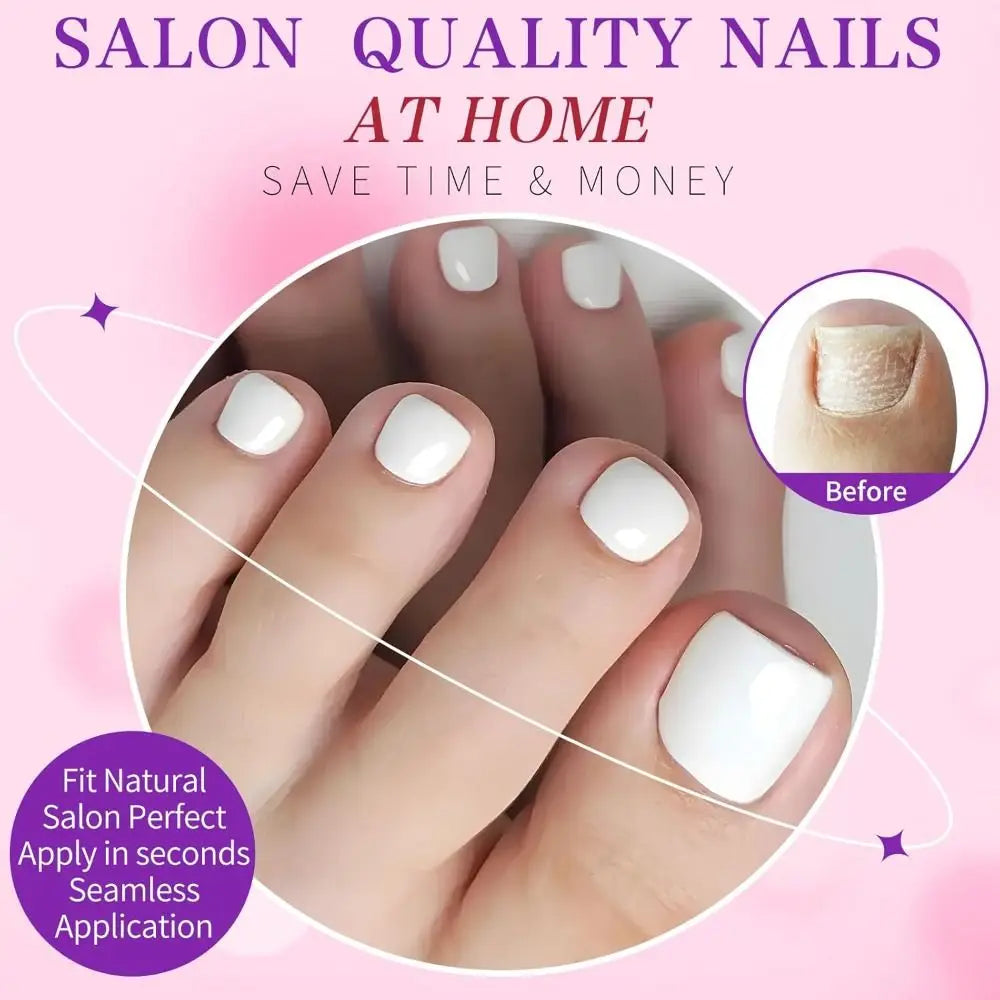 120pcs Press On Toenails – Fake Toe Nail Tips, 12 Sizes