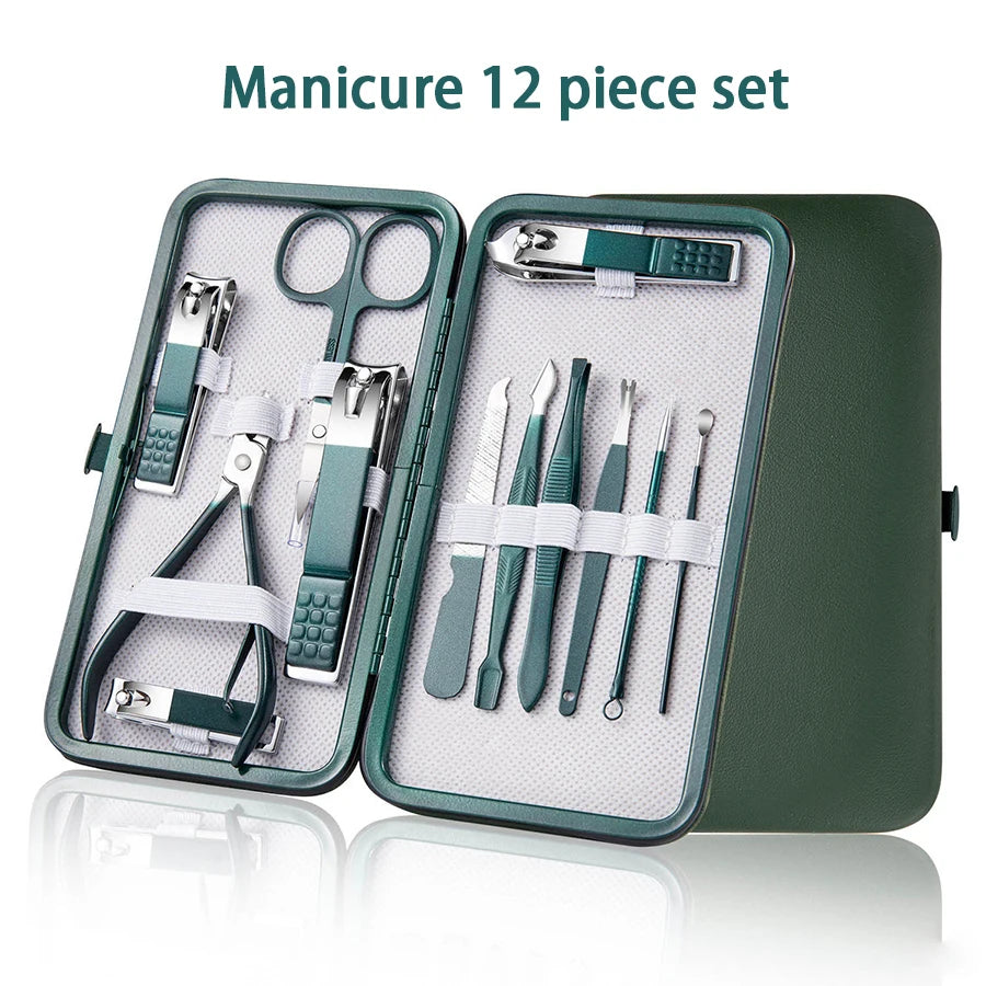 Stainless Steel Manicure Set 6–18 Pcs with Leather Case | Gift Manicure Tool Set PRIMED 12pcs set