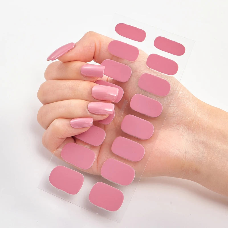 Semi-Cured Gel Nail Wraps Full Cover Stickers – 16pc Set