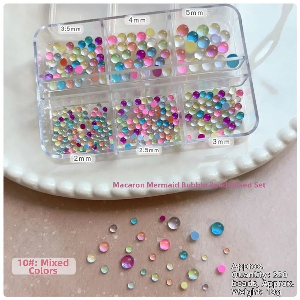 Mermaid Bubble Beads Nail Charms – Aurora Rainbow Glitter Nail Art Charms PRIMED Style 10