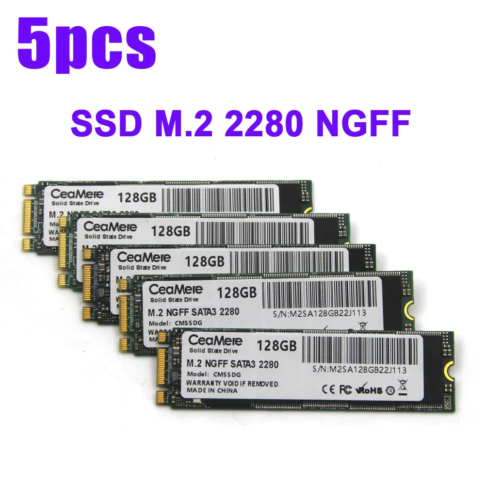 CeaMere 5-Pack M.2 NGFF 2280 SSD 120GB–1TB | Internal Drive Internal SSD Drive PRIMED 512GB -5PCS China Mainland