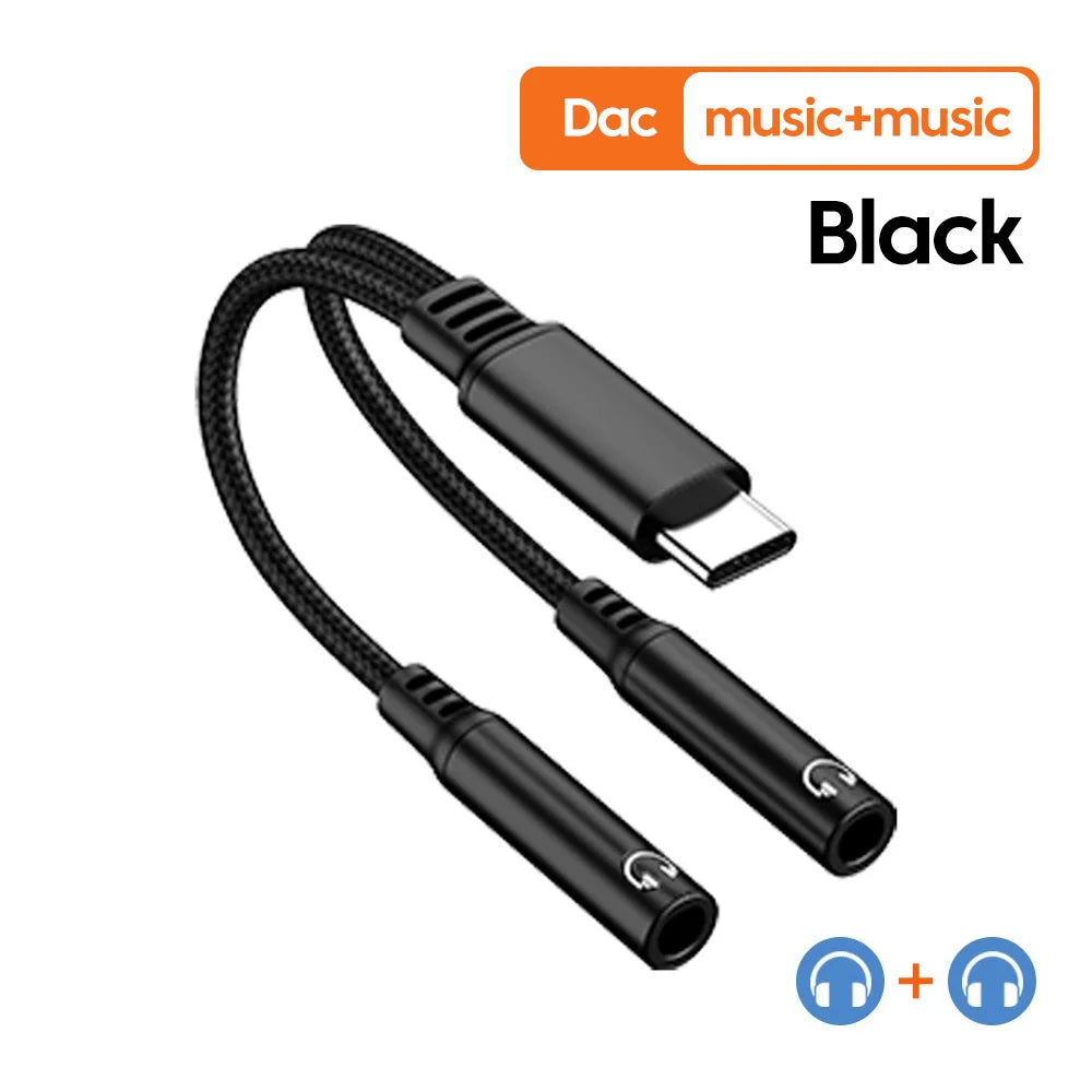 USB-C to Dual 3.5mm Audio Adapter with DAC | elough