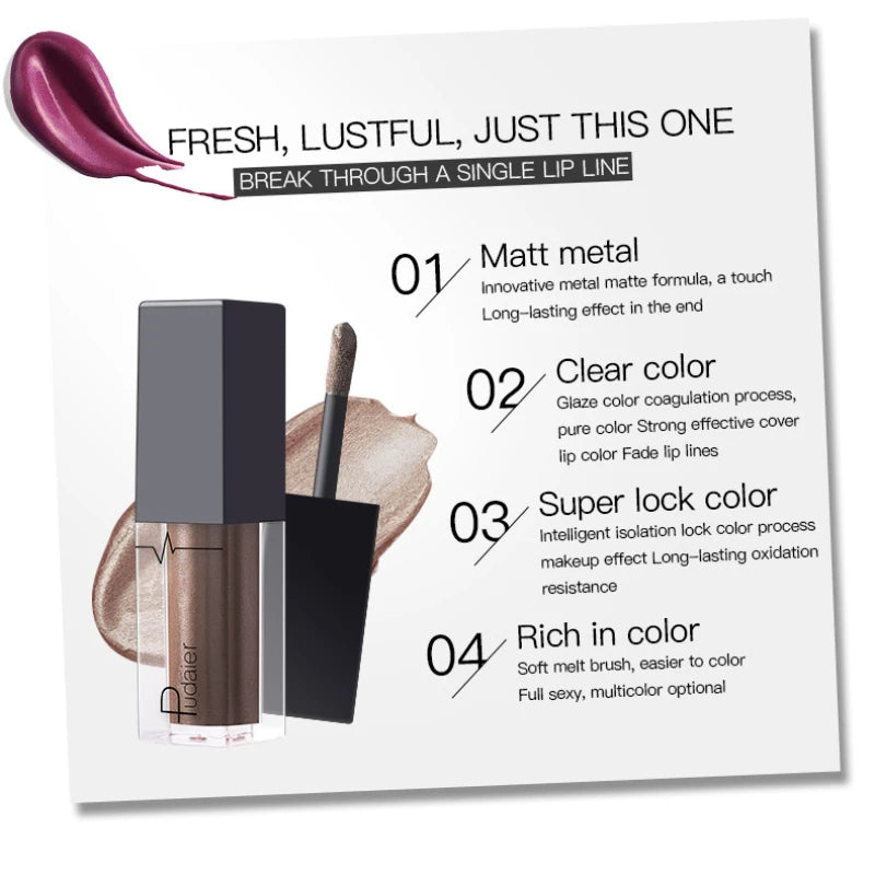 Blana Metallic Glitter Lipstick – Shimmer Gold, Waterproof Metallic Glitter Lipstick PRIMED
