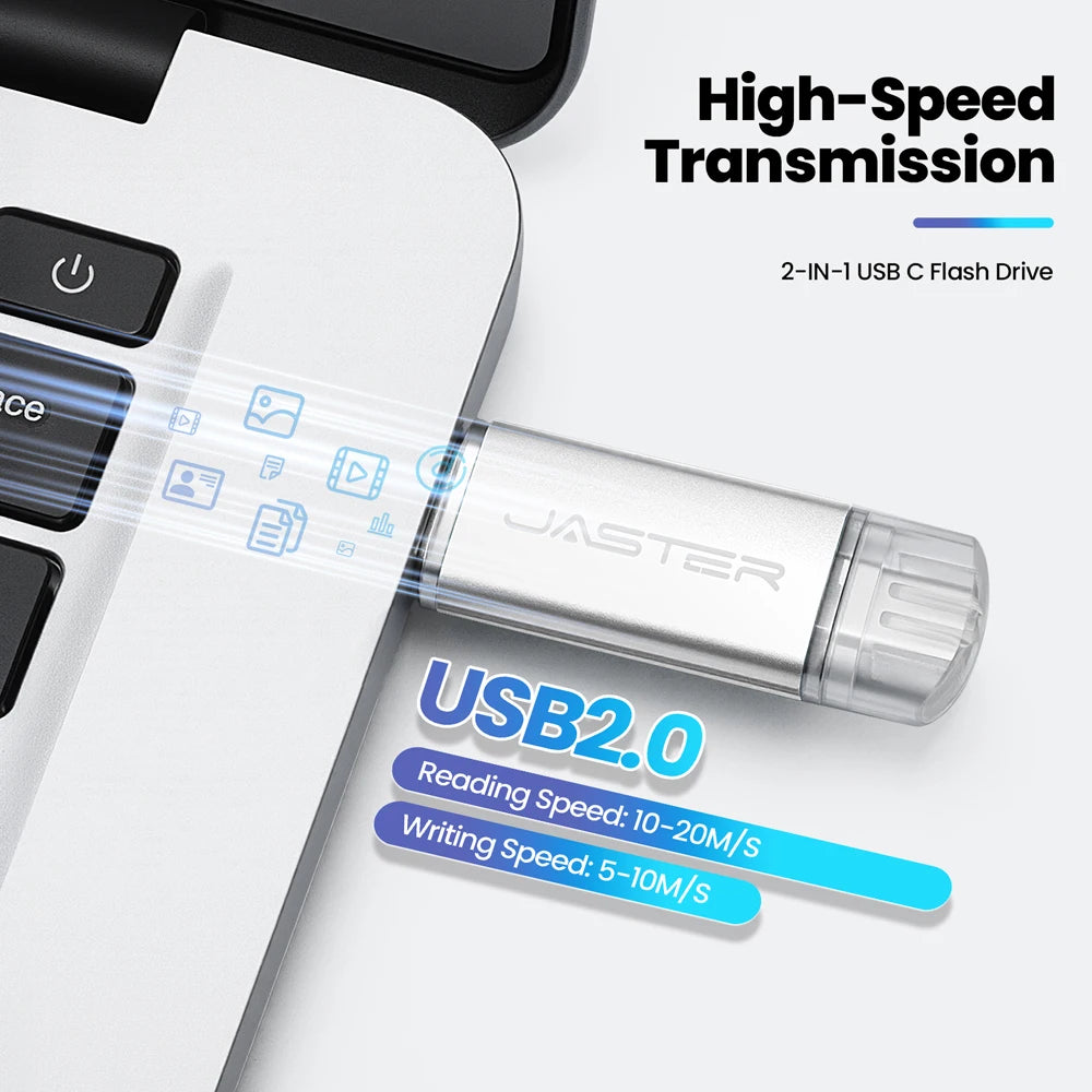 JASTER 5-Pack Type-C USB 2.0 Flash Drive 128MB–128GB USB Flash Drive PRIMED