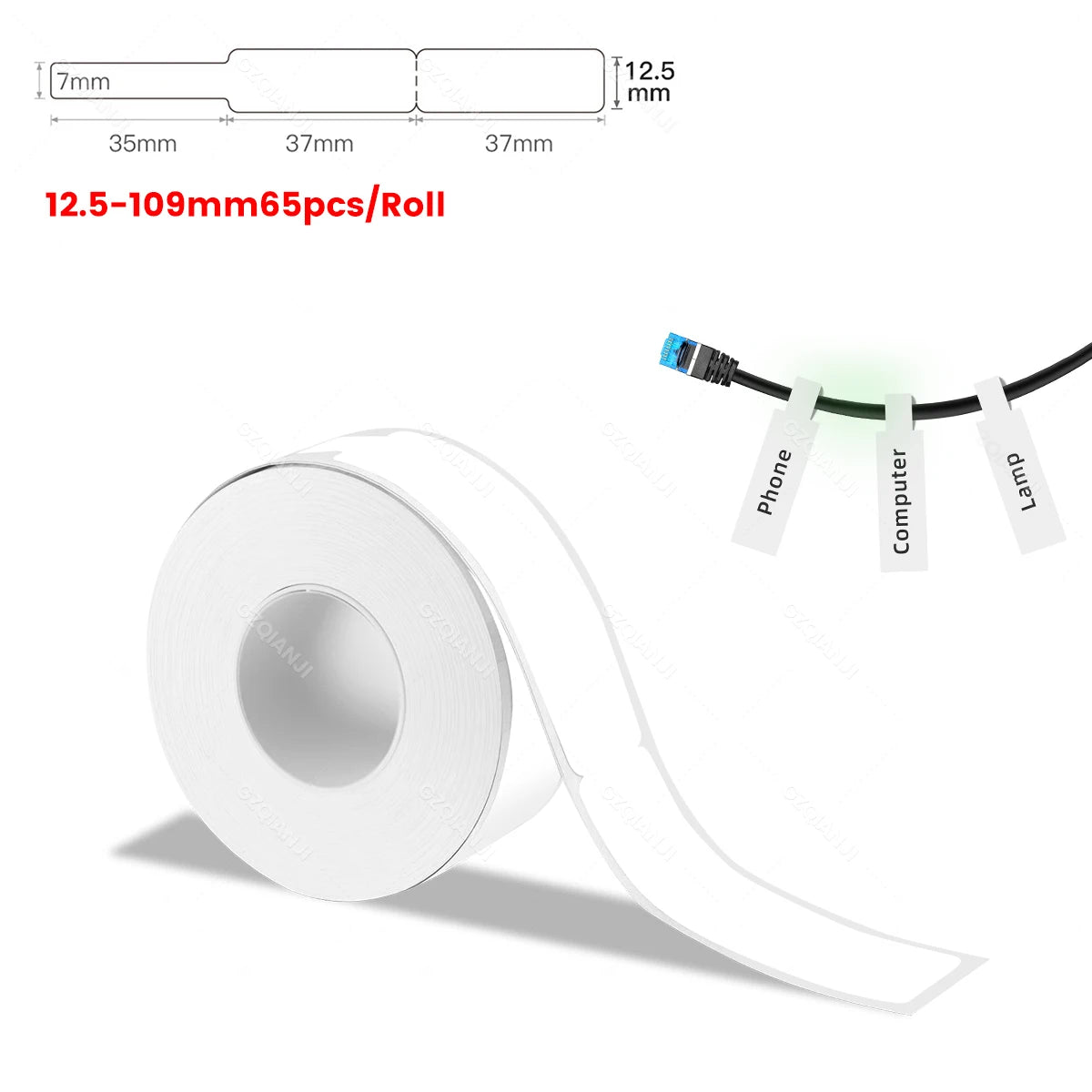 P15 Thermal Label Rolls – Multi-Size White & Transparent Stickers Thermal Label Rolls PRIMED White Cable
