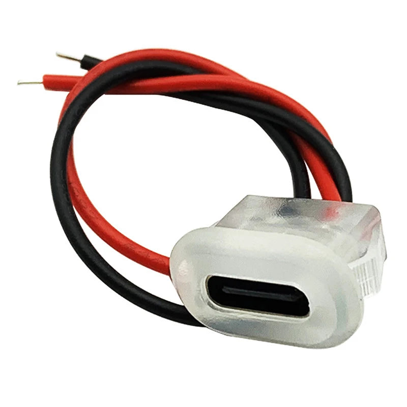 Waterproof USB-C Female Connector Jack with LED Panel