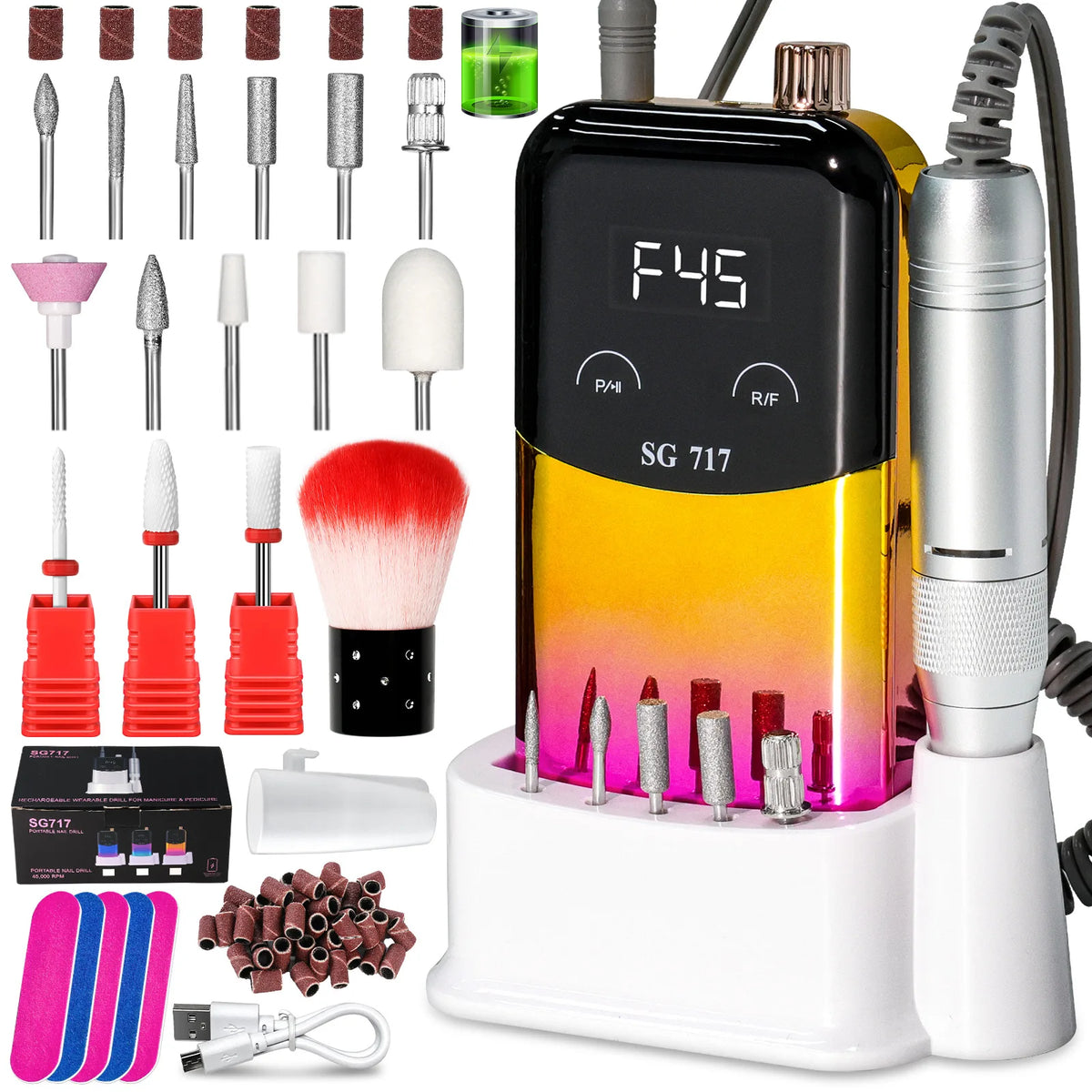 Professional 45000RPM Rechargeable Electric Nail Drill Machine