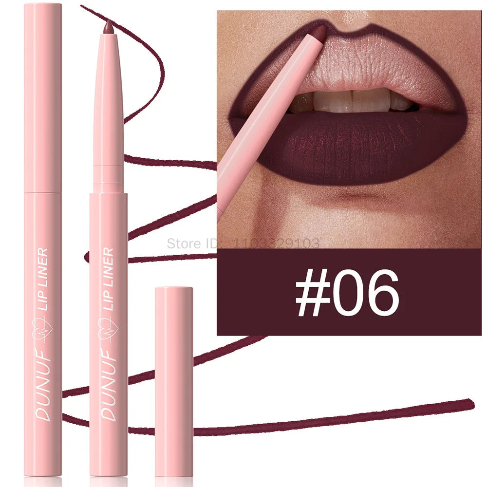 Waterproof Matte Lip Liner Pencil – 12 Colors Long-Lasting
