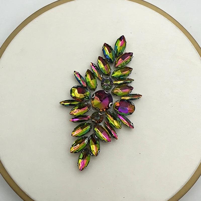 Iron-On Rhinestone Floral Applique – Crystal Patch for Bridal DIY
