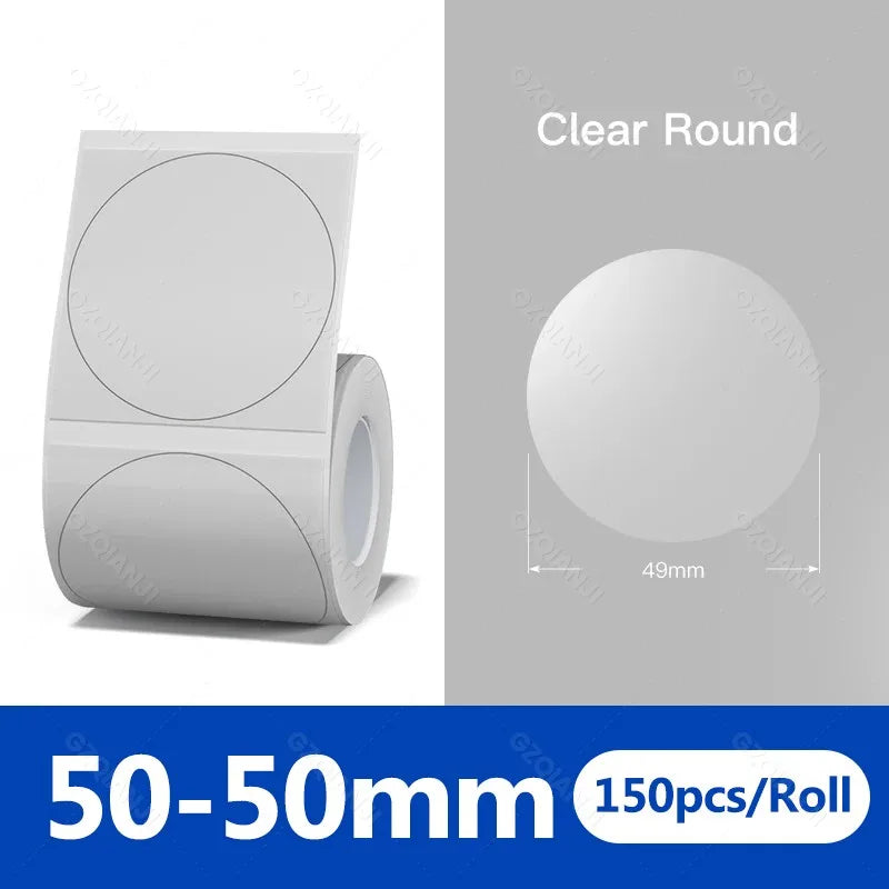 NiiMBOT Thermal Label Roll – Waterproof Round Stickers B1 B21 Thermal Label Roll PRIMED Trans Round 50-50