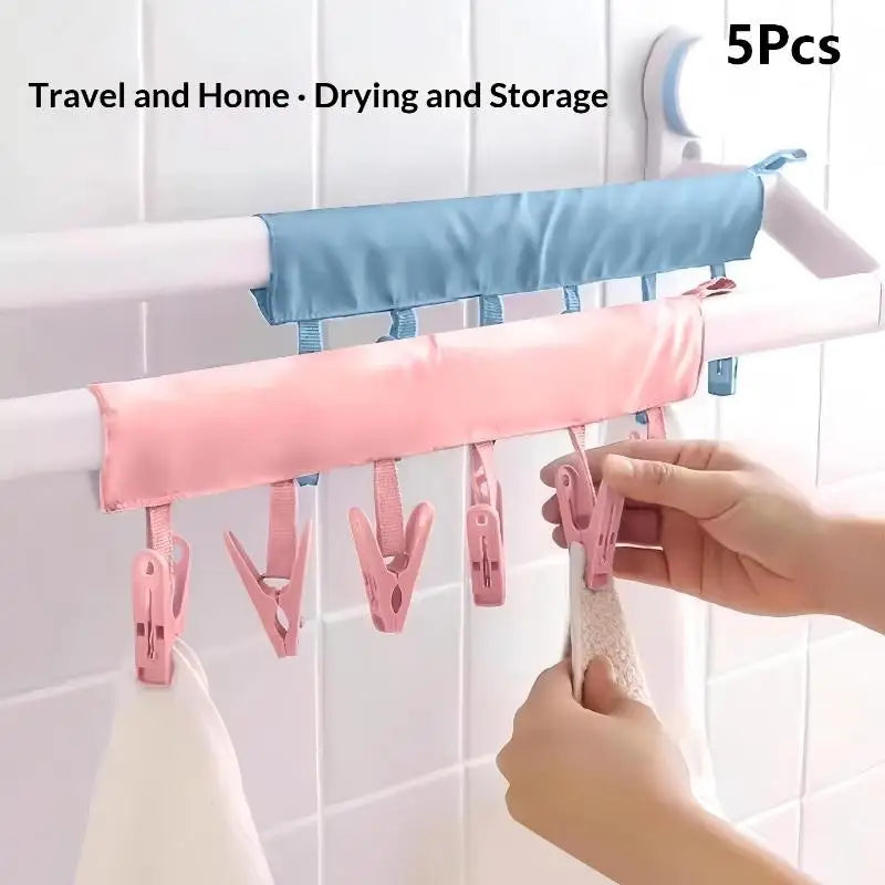 5-Pack Foldable Fabric Hanger with Clips | Portable Drying Rack Clothes Drying Rack PRIMED
