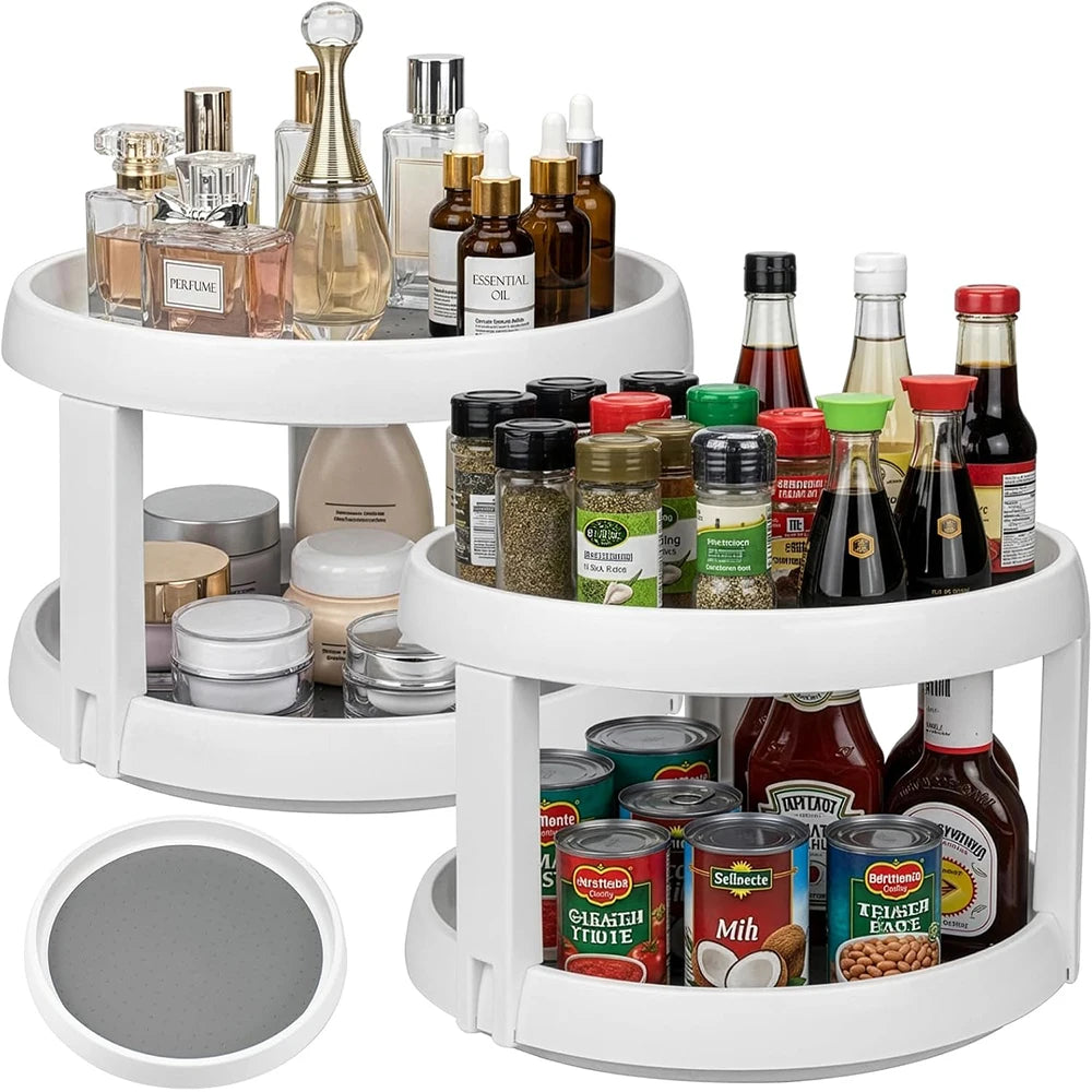 LMETJMA 2-Tier Lazy Susan Spice Rack Organizer 360° Rotating Lazy Susan Organizer PRIMED