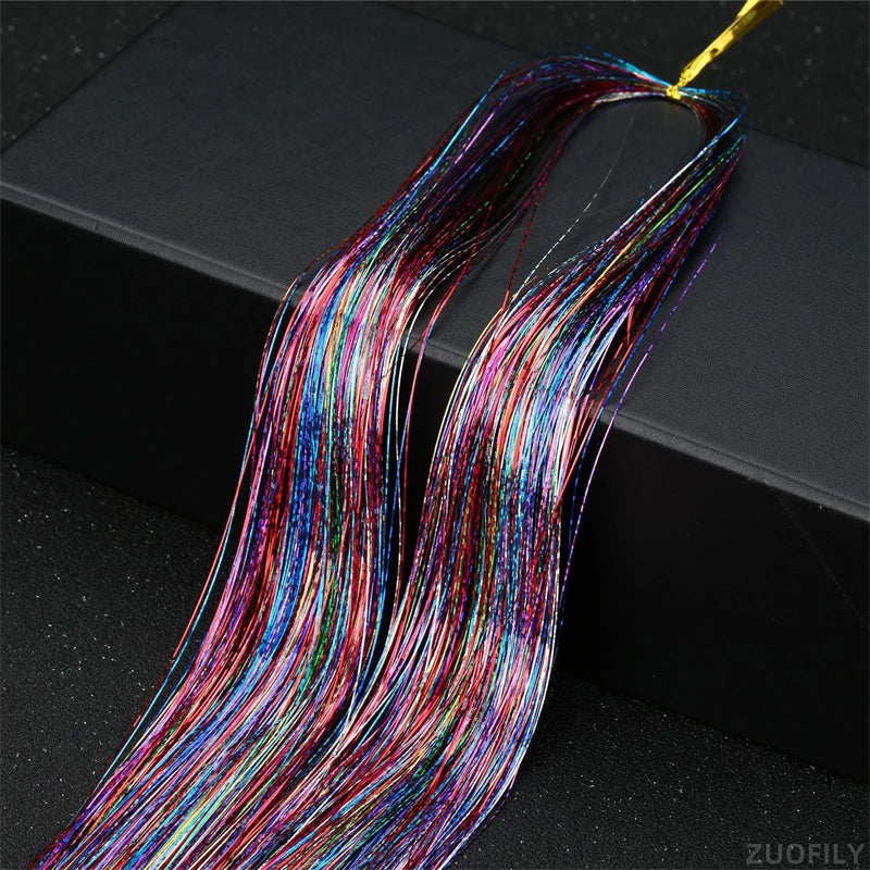 Holographic Hair Tinsel Extensions – Rainbow Glitter Strands Hair Tinsel Extensions PRIMED Colorful