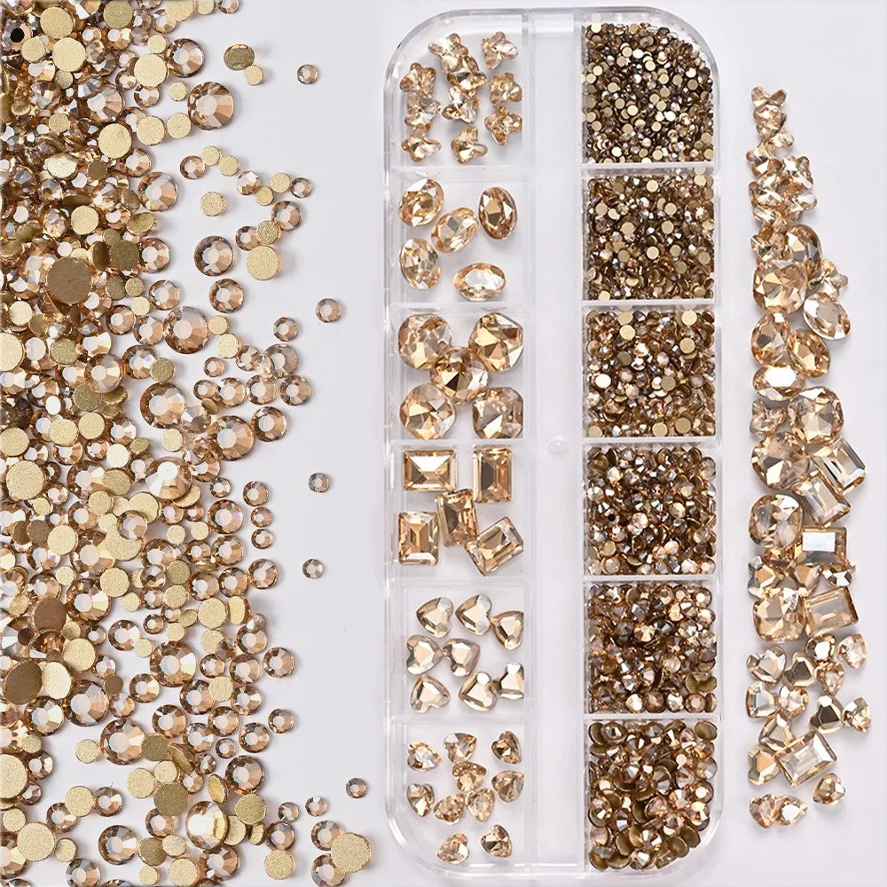 12-Grid 3D Nail Art Rhinestones – Mixed Glass Charms DIY Nail Art Rhinestones PRIMED 6