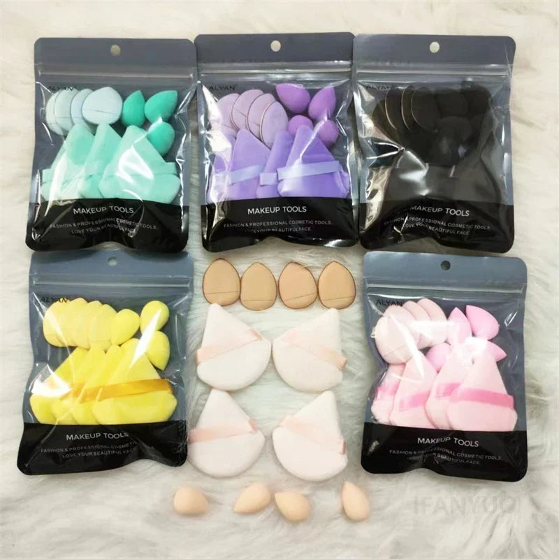 12Pcs Triangle Velvet Finger Makeup Puff Set | Multicolor Makeup Puff Set PRIMED
