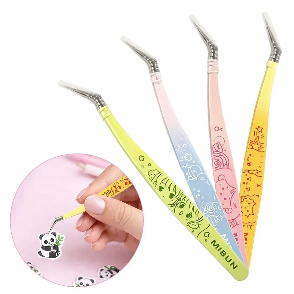 Anti-Static Curved Eyelash Extension Tweezers | Cartoon Design Eyelash Tweezers PRIMED