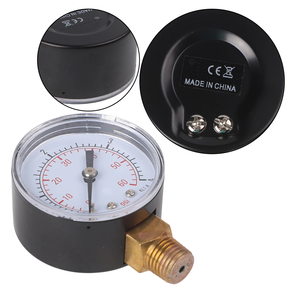 TS-50 Metal Pressure Gauge 0–4 Bar 1/4" NPT Radial HVAC