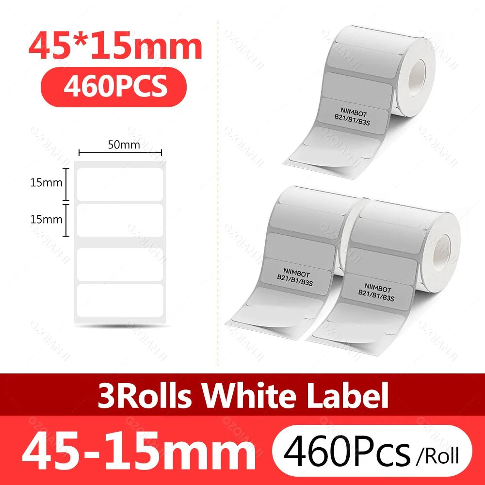 NIIMBOT Thermal White Label Rolls 3-Pack | B1 B21 B3S B31
