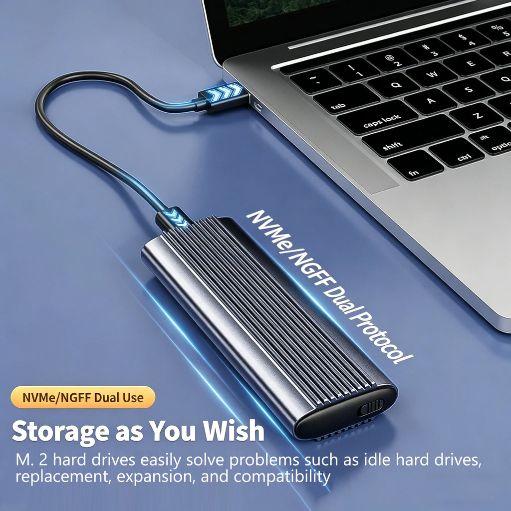 M.2 NVMe SATA Dual Protocol SSD Enclosure USB 3.1 Gen2 10Gbps SSD Enclosure PRIMED